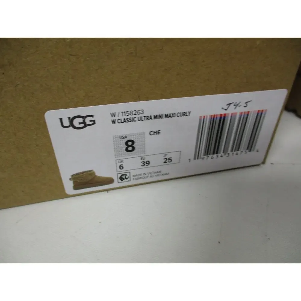 UGG Classic Ultra Mini Maxi Curly Boots Brown Chestnut Womens Sz 8